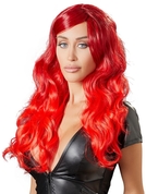 Ярко-красный парик с волнистыми волосами - фото, цены