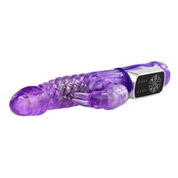 Фиолетовый вибратор с клиторальным стимулятором и ротацией - 21,5 см. - фото, цены