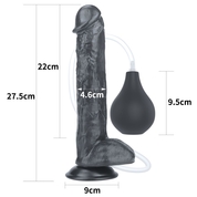 Черный фаллоимитатор-гигант с грушей 11 Squirt Extreme Dildo - 27,5 см. - фото, цены