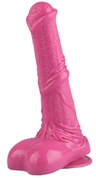 Розовый фаллоимитатор-реалистик с мошонкой - 25 см. - фото, цены