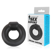 Черное силиконовое круглое эрекционное кольцо Sex Expert - фото, цены