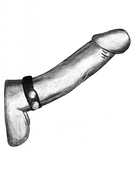 Черный узкий ремень-утяжка на пенис с металлическими кнопками - фото, цены