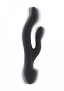 Чёрный вибратор Keira с клиторальным отростком - 21,3 см. - фото, цены