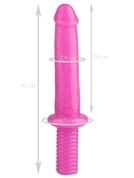 Розовый анальный реалистичный стимулятор с ограничителем - 31 см. - фото, цены