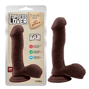 Коричневый фаллоимитатор на присоске Topless Lover - 19,2 см. - фото, цены