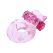 Розовое эрекционное виброкольцо с мишкой на вибропуле - фото, цены