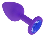 Фиолетовая силиконовая пробка с синим кристаллом - 7,3 см. - фото, цены