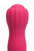 Розовый силиконовый вибратор с бутоном-головкой - 18 см. - фото, цены