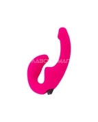 Ярко-розовый анатомический страпон с вибрацией - фото, цены