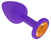 Фиолетовая силиконовая пробка с оранжевым кристаллом - 7,3 см. - фото, цены