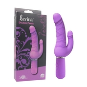 Фиолетовый вибратор Levina Double Penis - 21,5 см. - фото, цены