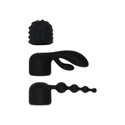 Черный жезловый вибратор Spell Wand Set с насадками - фото, цены