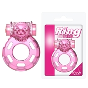Розовое эрекционное виброкольцо Pink Bear - фото, цены