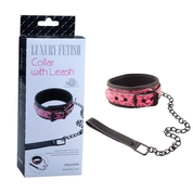 Розово-чёрный ошейник с поводком Collar With Leash - фото, цены