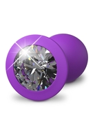 Фиолетовая анальная пробка с прозрачным стразом Her Little Gems Small Plug - 7,4 см. - фото, цены