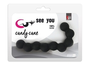 Чёрная анальная цепочка See You Candy Cane Anal Beads - 13,1 см. - фото, цены