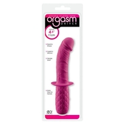 Розовый изогнутый анальный фаллоимитатор Orgasm Driver с ручкой-ограничителем - фото, цены