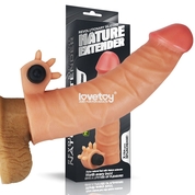 Телесная насадка-удлинитель на пенис с вибропулей - 17,8 см. - фото, цены