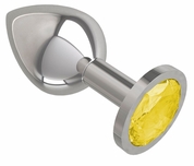 Серебристая средняя пробка с желтым кристаллом - 8,5 см. - фото, цены