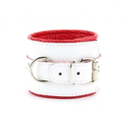 Бело-красные кожаные наручники Медсестричка - фото, цены