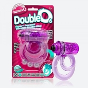 Фиолетовое двойное виброкольцо со стимулятором клитора Doubleo 6 - фото, цены