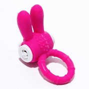 Розовое эрекционное кольцо Зайчик с вибрацией - фото, цены