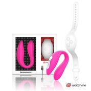 Розовый вибратор для пар с белым пультом-часами Weatwatch Dual Pleasure Vibe - фото, цены