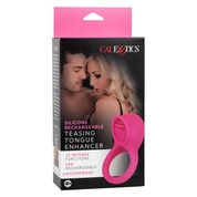 Ярко-розовое эрекционное кольцо Silicone Rechargeable Teasing Tongue Enhancer - фото, цены