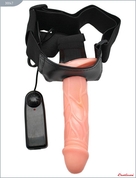 Универсальный телесный страпон с мини-вагиной и вибрацией - 19,5 см. - фото, цены