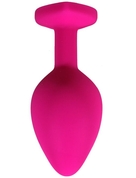 Розовая анальная пробка с кристаллом-сердечком - 7 см. - фото, цены