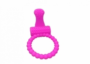 Розовое силиконовое эрекционное кольцо с вибрацией и язычком - фото, цены