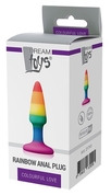 Разноцветная анальная втулка Rainbow Anal Plug Mini - 9 см. - фото, цены