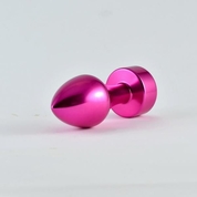 Розовая алюминиевая анальная пробка с прозрачным кристаллом - 8,1 см. - фото, цены