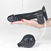 Черный фаллоимитатор Squirt Extreme 9 с имитацией эякуляции - 23 см. - фото, цены