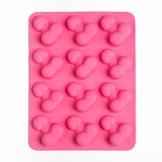 Ярко-розовая силиконовая форма для льда с фаллосами - фото, цены