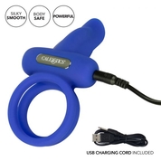 Синее перезаряжаемое эрекционное кольцо Silicone Rechargeable Dual Pleaser Enhancer - фото, цены