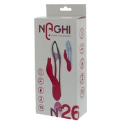Розовый силиконовый вибратор Naghi No.26 со стимулятором клитора - 20 см. - фото, цены