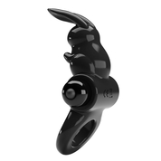 Черное эрекционное кольцо со стимулятором клитора в виде кролика Exciting ring - фото, цены