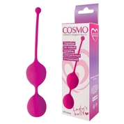 Ярко-розовые двойные вагинальные шарики Cosmo с хвостиком для извлечения - фото, цены