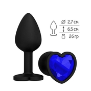 Черная силиконовая пробка с синим кристаллом - 7,3 см. - фото, цены