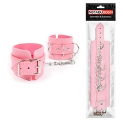 Розовые наручники на регулируемых ремешках с цепочкой - фото, цены