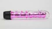 Прозрачно-розовой вибратор с пупырышками - 17,5 см. - фото, цены