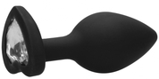 Черная анальная пробка с прозрачным стразом Diamond Heart Butt Plug - 7,3 см. - фото, цены