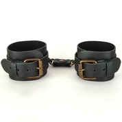 Черные кожаные наручники Ideal - фото, цены