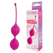 Ярко-розовые двойные вагинальные шарики с хвостиком Cosmo - фото, цены