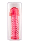 Красная насадка на пенис с шипами и кольцами Фараон - 14 см. - фото, цены