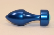 Синяя анальная пробка с голубым кристаллом - 7,8 см. - фото, цены