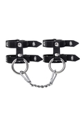 Черные однослойные наручники из двух ремешков - фото, цены