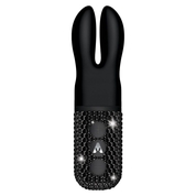 Чёрный вибратор с ушками The Pocket Rabbit, украшенный кристаллами - фото, цены