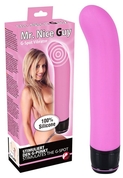 Розовый изогнутый вибратор Mr. Nice Guy - 23 см. - фото, цены